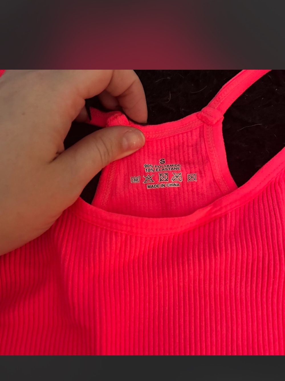 Amazon Women's Neon Pink Ribbed Racerback Tank Top - Picture 2 of 2